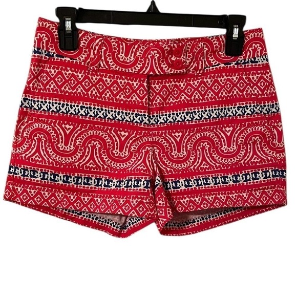 Vineyard Vines Pants - Vineyard Vines Women's Red Blue Geometric Block Design Day Boat Shorts Size 0